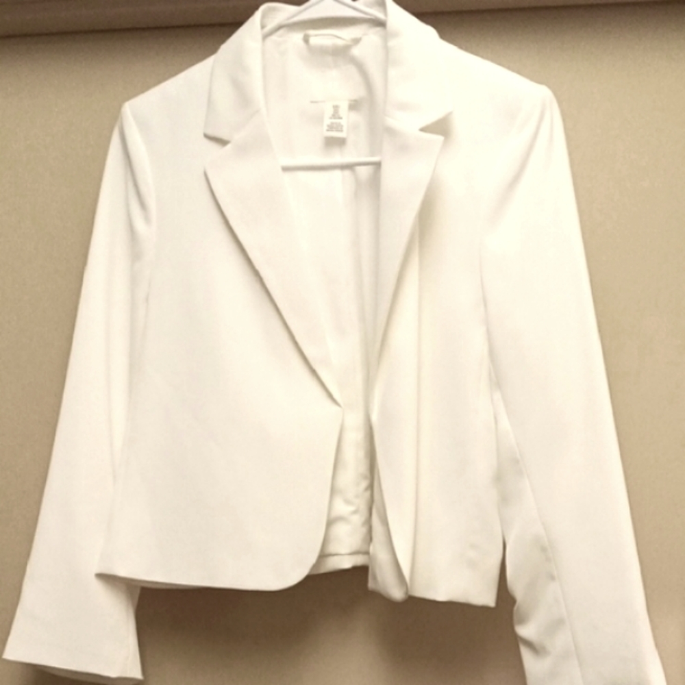 H&M White Tailored Blazer with Notched Lapels, Mint Condition